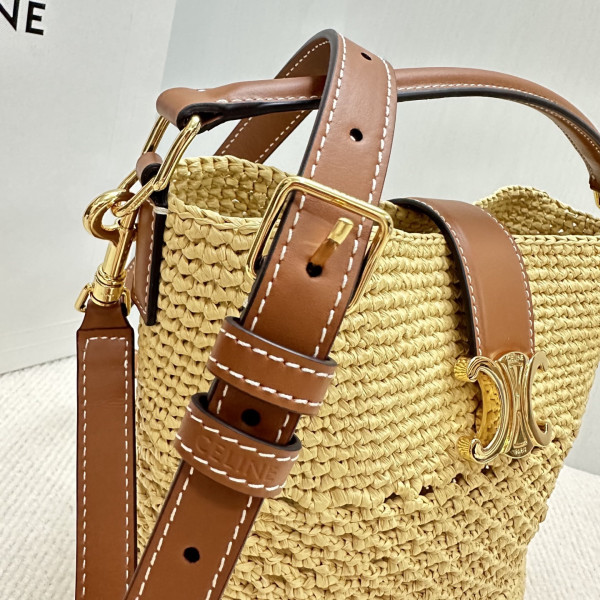 Celine Raffia Bucket Bag - 16-19-12cm [C21N0-035507] CELINE CHANEL ACCESSORIES LOEWE SHOES LOUIS VUITTON DIRO YSL OTHER BRAND HANDBAGS BALENCIAGA BOTTEGA VENETA GOYARD HERMES BURBERRY VALENTINO GUCCI FENDI MIUMIU CHLOE PRADA BVLGARI SUITCASE NEW ARRIVAL 