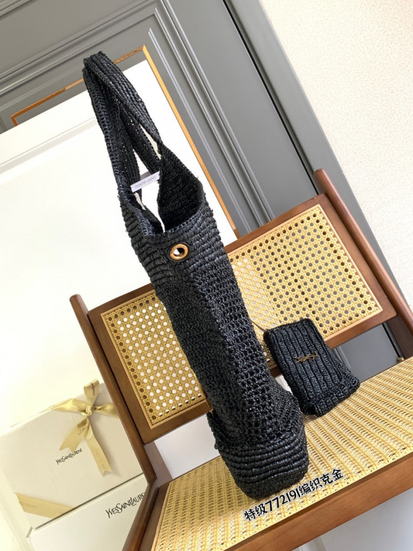 YSL Icare In Raffia Tote Black - 37–55 X 43 X 5 CM [772191] CELINE CHANEL ACCESSORIES LOEWE SHOES LOUIS VUITTON DIRO YSL OTHER BRAND HANDBAGS BALENCIAGA BOTTEGA VENETA GOYARD HERMES BURBERRY VALENTINO GUCCI FENDI MIUMIU CHLOE PRADA BVLGARI SUITCASE NEW ARRIVAL 