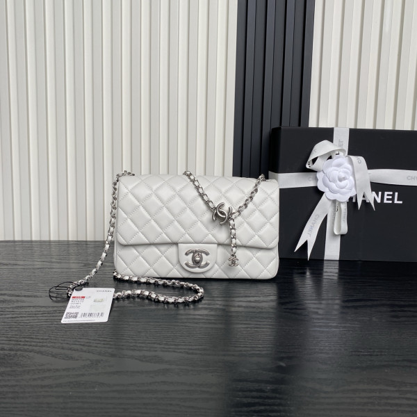 (image for) CL 25B FLAP BAG WITH LAMBSKIN - 14.5×23.5×7CM