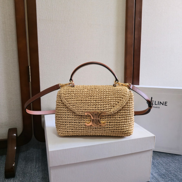 CELINE TEEN NINO BAG IN RAFFIA AND CALFSKIN - 20.5 X 13 X 8cm (image for) CELINE TEEN NINO BAG IN RAFFIA AND CALFSKIN - 20.5 X 13 X 8cm