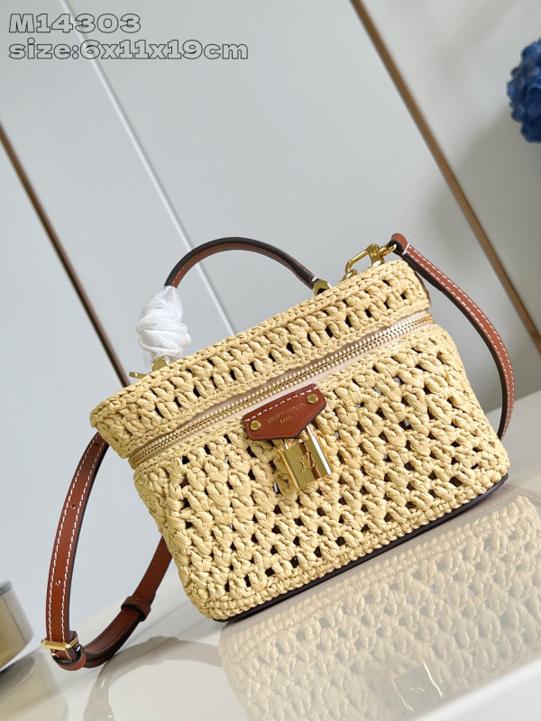 (image for) Louis Vuitton Vanity Chain Pouch Natural Tan Raffia - 19 x 6.5 x 11.5 cm