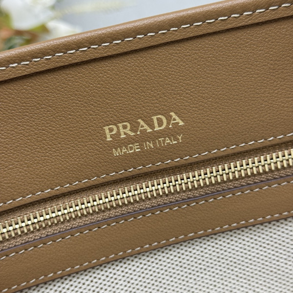 Prada Medium linen blend and leather tote bag - 35*22.5*18CM [1BG572] CELINE CHANEL ACCESSORIES LOEWE SHOES LOUIS VUITTON DIRO YSL OTHER BRAND HANDBAGS BALENCIAGA BOTTEGA VENETA GOYARD HERMES BURBERRY VALENTINO GUCCI FENDI MIUMIU CHLOE PRADA BVLGARI SUITCASE NEW ARRIVAL 