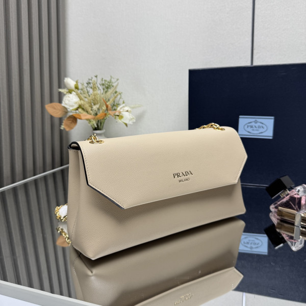 Prada Doux medium leather shoulder bag-29*16*9.5CM [1BD371-3] CELINE CHANEL ACCESSORIES LOEWE SHOES LOUIS VUITTON DIRO YSL OTHER BRAND HANDBAGS BALENCIAGA BOTTEGA VENETA GOYARD HERMES BURBERRY VALENTINO GUCCI FENDI MIUMIU CHLOE PRADA BVLGARI SUITCASE NEW ARRIVAL 