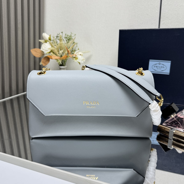 Prada Doux medium leather shoulder bag-29*16*9.5CM [1BD371] CELINE CHANEL ACCESSORIES LOEWE SHOES LOUIS VUITTON DIRO YSL OTHER BRAND HANDBAGS BALENCIAGA BOTTEGA VENETA GOYARD HERMES BURBERRY VALENTINO GUCCI FENDI MIUMIU CHLOE PRADA BVLGARI SUITCASE NEW ARRIVAL 