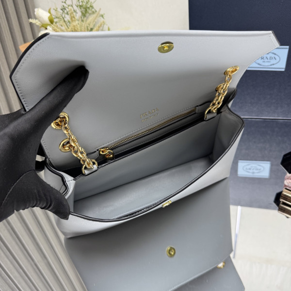 Prada Doux medium leather shoulder bag-29*16*9.5CM [1BD371] CELINE CHANEL ACCESSORIES LOEWE SHOES LOUIS VUITTON DIRO YSL OTHER BRAND HANDBAGS BALENCIAGA BOTTEGA VENETA GOYARD HERMES BURBERRY VALENTINO GUCCI FENDI MIUMIU CHLOE PRADA BVLGARI SUITCASE NEW ARRIVAL 
