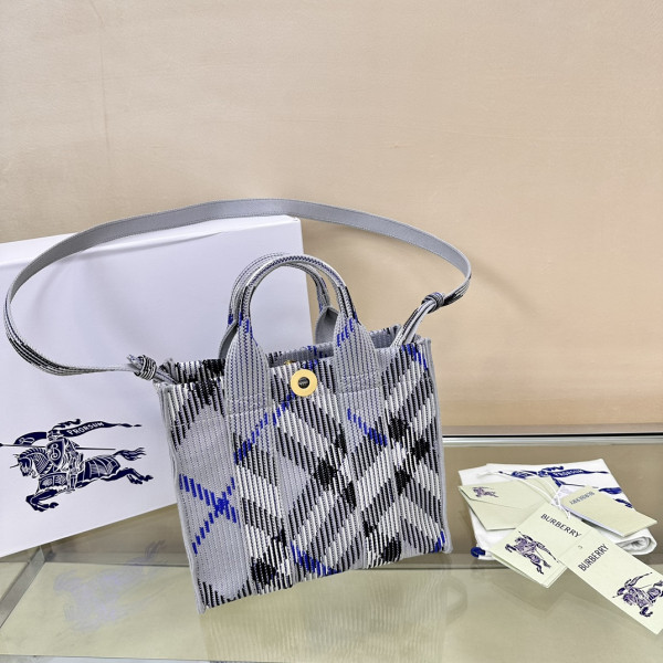 (image for) Burberry Mini Check Knitted Tote-25*11*22CM