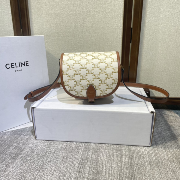 (image for) Medium Folco bag in Triomphe Canvas and calfskin