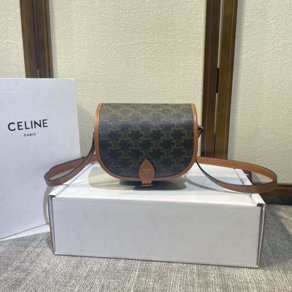 (image for) Medium Folco bag in Triomphe Canvas and calfskin