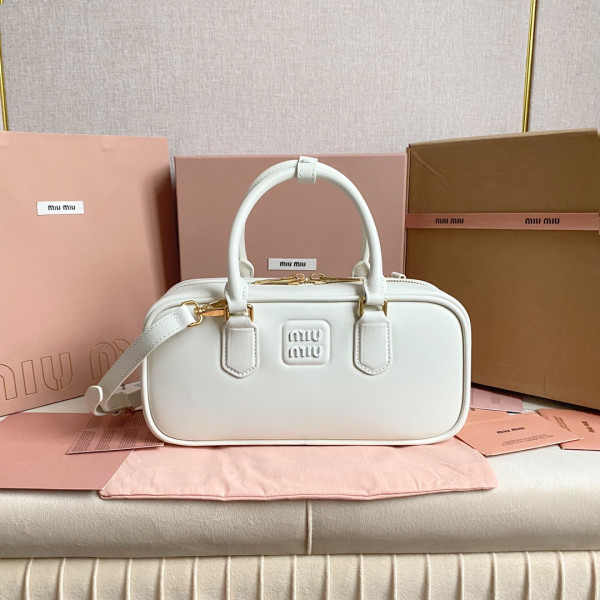 MIUMIU Arcadie leather bag-27X12X9Cm [5BB148] CELINE CHANEL ACCESSORIES LOEWE SHOES LOUIS VUITTON DIRO YSL OTHER BRAND HANDBAGS BALENCIAGA BOTTEGA VENETA GOYARD HERMES BURBERRY VALENTINO GUCCI FENDI MIUMIU CHLOE PRADA BVLGARI SUITCASE NEW ARRIVAL 