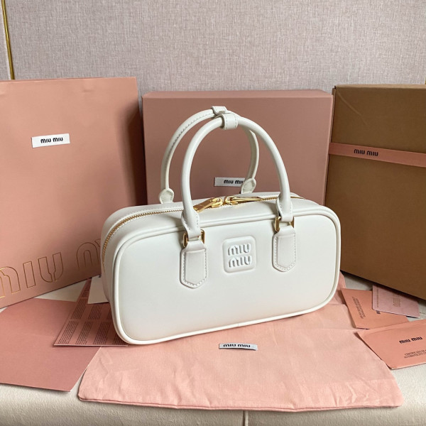 MIUMIU Arcadie leather bag-27X12X9Cm [5BB148] CELINE CHANEL ACCESSORIES LOEWE SHOES LOUIS VUITTON DIRO YSL OTHER BRAND HANDBAGS BALENCIAGA BOTTEGA VENETA GOYARD HERMES BURBERRY VALENTINO GUCCI FENDI MIUMIU CHLOE PRADA BVLGARI SUITCASE NEW ARRIVAL 