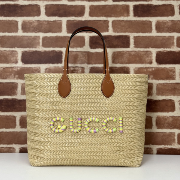 (image for) GUCCI MEDIUM STRAW-EFFECT TOTE