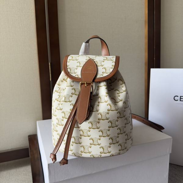 (image for) CELIN* MINI BACKPACK FOLCO IN TRIOMPHE CANVAS AND CALFSKIN