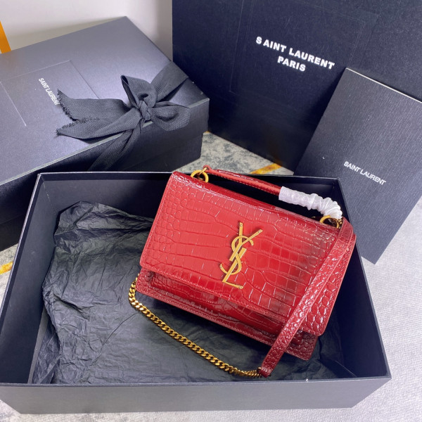 YSL SUNSET IN CROCODILE-EMBOSSED SHINY LEATHER (image for) YSL SUNSET IN CROCODILE-EMBOSSED SHINY LEATHER