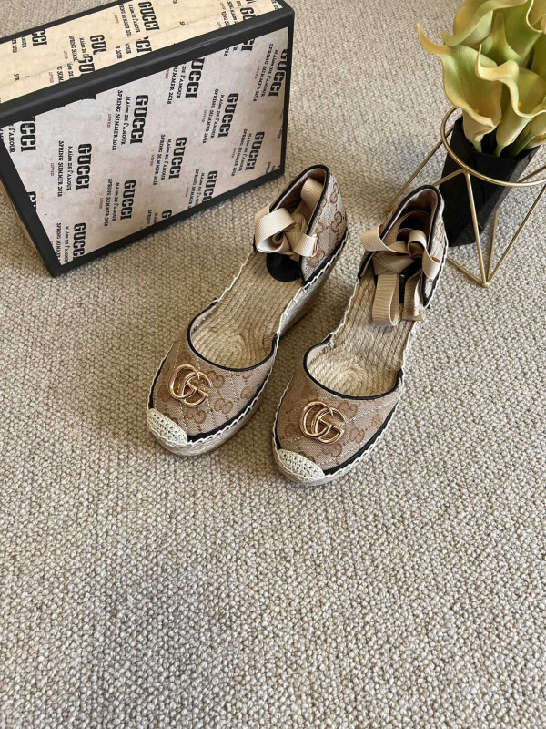 (image for) GUCCI LEATHER PLATFORM ESPADRILLE