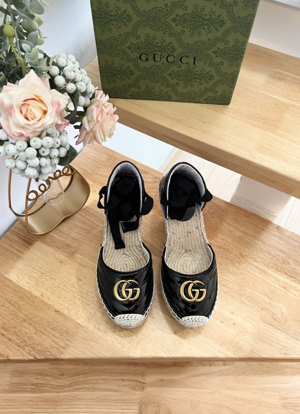 (image for) GUCCI LEATHER PLATFORM ESPADRILLE
