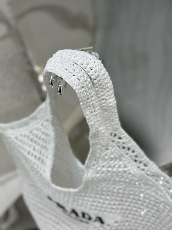 PRADA Crochet tote bag [C1TLT-075122] CELINE CHANEL ACCESSORIES LOEWE SHOES LOUIS VUITTON DIRO YSL OTHER BRAND HANDBAGS BALENCIAGA BOTTEGA VENETA GOYARD HERMES BURBERRY VALENTINO GUCCI FENDI MIUMIU CHLOE PRADA BVLGARI SUITCASE NEW ARRIVAL 