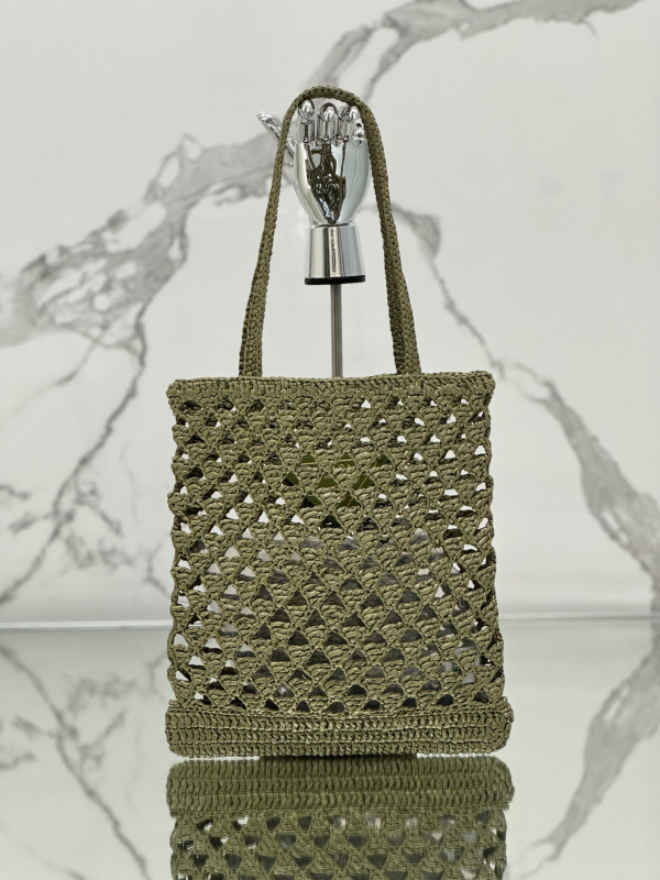 PRADA Woven fabric crochet tote bag [C1TLT-072045] CELINE CHANEL ACCESSORIES LOEWE SHOES LOUIS VUITTON DIRO YSL OTHER BRAND HANDBAGS BALENCIAGA BOTTEGA VENETA GOYARD HERMES BURBERRY VALENTINO GUCCI FENDI MIUMIU CHLOE PRADA BVLGARI SUITCASE NEW ARRIVAL 