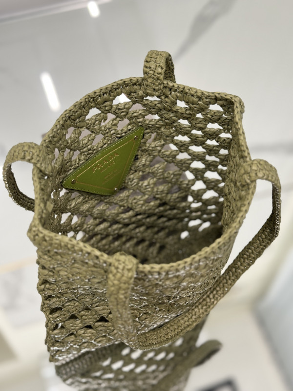 PRADA Woven fabric crochet tote bag [C1TLT-072045] CELINE CHANEL ACCESSORIES LOEWE SHOES LOUIS VUITTON DIRO YSL OTHER BRAND HANDBAGS BALENCIAGA BOTTEGA VENETA GOYARD HERMES BURBERRY VALENTINO GUCCI FENDI MIUMIU CHLOE PRADA BVLGARI SUITCASE NEW ARRIVAL 