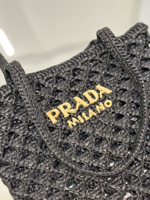 PRADA Woven fabric crochet tote bag [1BG493-01] CELINE CHANEL ACCESSORIES LOEWE SHOES LOUIS VUITTON DIRO YSL OTHER BRAND HANDBAGS BALENCIAGA BOTTEGA VENETA GOYARD HERMES BURBERRY VALENTINO GUCCI FENDI MIUMIU CHLOE PRADA BVLGARI SUITCASE NEW ARRIVAL 