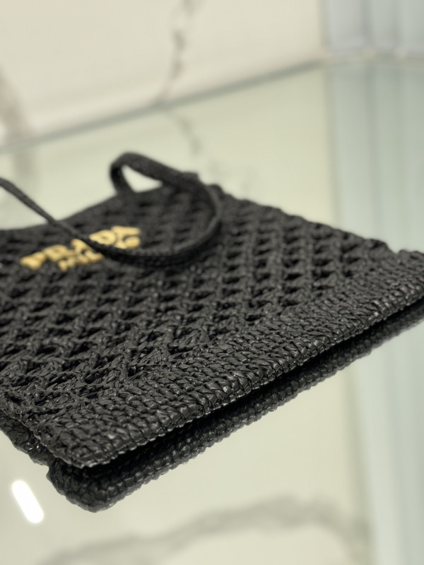 PRADA Woven fabric crochet tote bag [1BG493-01] CELINE CHANEL ACCESSORIES LOEWE SHOES LOUIS VUITTON DIRO YSL OTHER BRAND HANDBAGS BALENCIAGA BOTTEGA VENETA GOYARD HERMES BURBERRY VALENTINO GUCCI FENDI MIUMIU CHLOE PRADA BVLGARI SUITCASE NEW ARRIVAL 