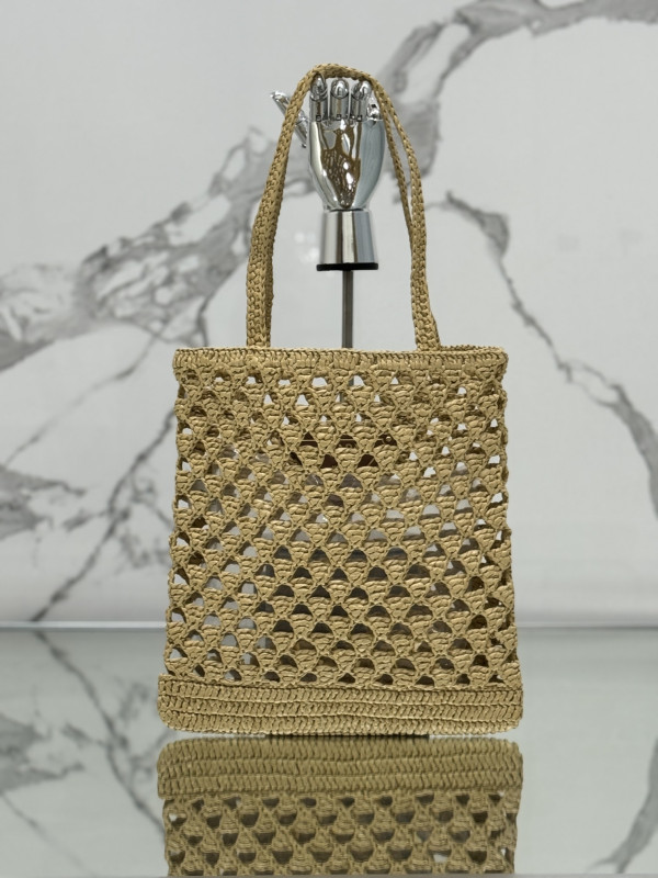 PRADA Woven fabric crochet tote bag [1BG493] CELINE CHANEL ACCESSORIES LOEWE SHOES LOUIS VUITTON DIRO YSL OTHER BRAND HANDBAGS BALENCIAGA BOTTEGA VENETA GOYARD HERMES BURBERRY VALENTINO GUCCI FENDI MIUMIU CHLOE PRADA BVLGARI SUITCASE NEW ARRIVAL 