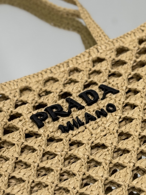 PRADA Woven fabric crochet tote bag [1BG493] CELINE CHANEL ACCESSORIES LOEWE SHOES LOUIS VUITTON DIRO YSL OTHER BRAND HANDBAGS BALENCIAGA BOTTEGA VENETA GOYARD HERMES BURBERRY VALENTINO GUCCI FENDI MIUMIU CHLOE PRADA BVLGARI SUITCASE NEW ARRIVAL 