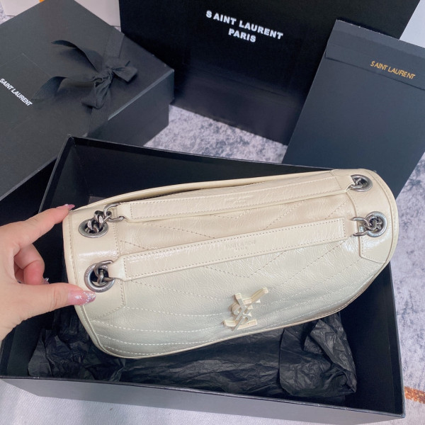 YSL NIKI MEDIUM IN VINTAGE LEATHER-28*20*8CM [633158奶白色] CELINE CHANEL ACCESSORIES LOEWE SHOES LOUIS VUITTON DIRO YSL OTHER BRAND HANDBAGS BALENCIAGA BOTTEGA VENETA GOYARD HERMES BURBERRY VALENTINO GUCCI FENDI MIUMIU CHLOE PRADA BVLGARI SUITCASE NEW ARRIVAL 