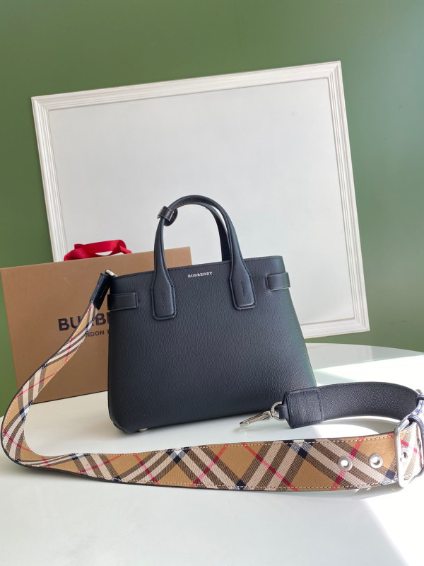BURBERRY Check Bowling Bag-26*12*19CM (image for) BURBERRY Check Bowling Bag-26*12*19CM