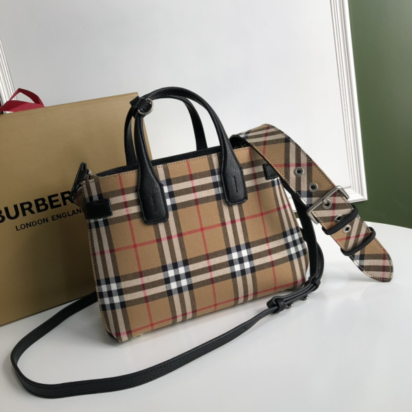 BURBERRY Medium Check Bowling Bag-30*15*21CM (image for) BURBERRY Medium Check Bowling Bag-30*15*21CM