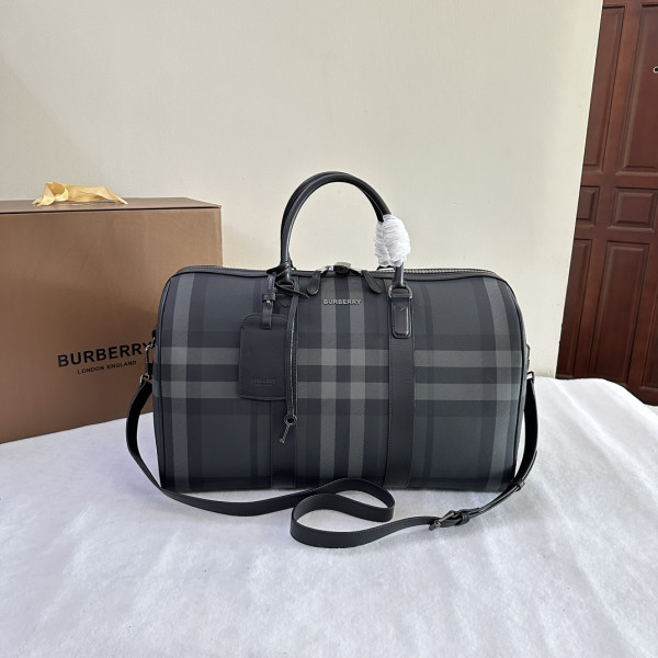 BURBERRY Check Bowling Bag-49*25*28CM (image for) BURBERRY Check Bowling Bag-49*25*28CM