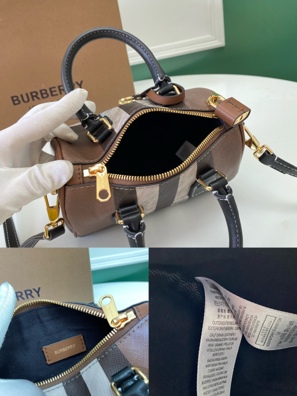 BURBERRY Mini Check Bowling Bag-18.5*11*12CM [C1TLK-024403] CELINE CHANEL ACCESSORIES LOEWE SHOES LOUIS VUITTON DIRO YSL OTHER BRAND HANDBAGS BALENCIAGA BOTTEGA VENETA GOYARD HERMES BURBERRY VALENTINO GUCCI FENDI MIUMIU CHLOE PRADA BVLGARI SUITCASE NEW ARRIVAL 