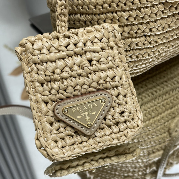Prada TCrochet and leather bucket bag-20*17*12CM [1BE068] CELINE CHANEL ACCESSORIES LOEWE SHOES LOUIS VUITTON DIRO YSL OTHER BRAND HANDBAGS BALENCIAGA BOTTEGA VENETA GOYARD HERMES BURBERRY VALENTINO GUCCI FENDI MIUMIU CHLOE PRADA BVLGARI SUITCASE NEW ARRIVAL 
