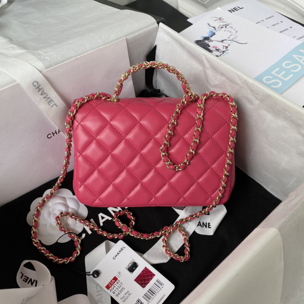 CL FLAP BAG WITH TOP HANDLE-18CM [AS4140-03] CELINE CHANEL ACCESSORIES LOEWE SHOES LOUIS VUITTON DIRO YSL OTHER BRAND HANDBAGS BALENCIAGA BOTTEGA VENETA GOYARD HERMES BURBERRY VALENTINO GUCCI FENDI MIUMIU CHLOE PRADA BVLGARI SUITCASE NEW ARRIVAL 