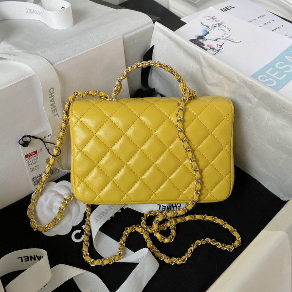 CL FLAP BAG WITH TOP HANDLE-18CM [AS4140-02] CELINE CHANEL ACCESSORIES LOEWE SHOES LOUIS VUITTON DIRO YSL OTHER BRAND HANDBAGS BALENCIAGA BOTTEGA VENETA GOYARD HERMES BURBERRY VALENTINO GUCCI FENDI MIUMIU CHLOE PRADA BVLGARI SUITCASE NEW ARRIVAL 