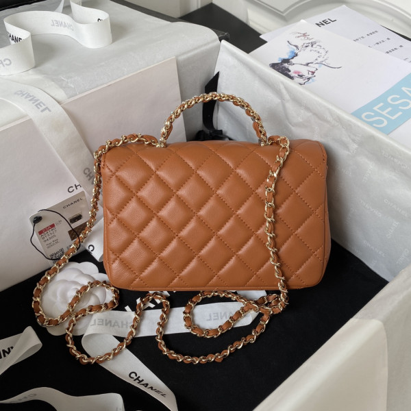 CL FLAP BAG WITH TOP HANDLE-18CM [AS4140-01] CELINE CHANEL ACCESSORIES LOEWE SHOES LOUIS VUITTON DIRO YSL OTHER BRAND HANDBAGS BALENCIAGA BOTTEGA VENETA GOYARD HERMES BURBERRY VALENTINO GUCCI FENDI MIUMIU CHLOE PRADA BVLGARI SUITCASE NEW ARRIVAL 