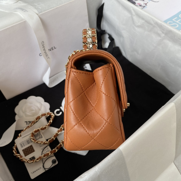 CL FLAP BAG WITH TOP HANDLE-18CM [AS4140-01] CELINE CHANEL ACCESSORIES LOEWE SHOES LOUIS VUITTON DIRO YSL OTHER BRAND HANDBAGS BALENCIAGA BOTTEGA VENETA GOYARD HERMES BURBERRY VALENTINO GUCCI FENDI MIUMIU CHLOE PRADA BVLGARI SUITCASE NEW ARRIVAL 