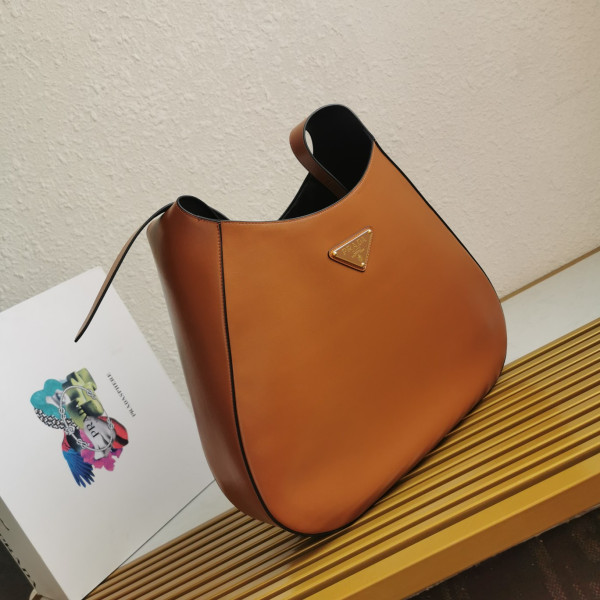 (image for) PRADA Large leather shoulder bag with topstitching