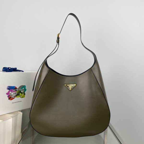 (image for) PRADA Large leather shoulder bag with topstitching