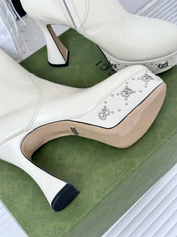 (image for) GUCCI GG LEATHER PLATFORM ANKLE BOOTS