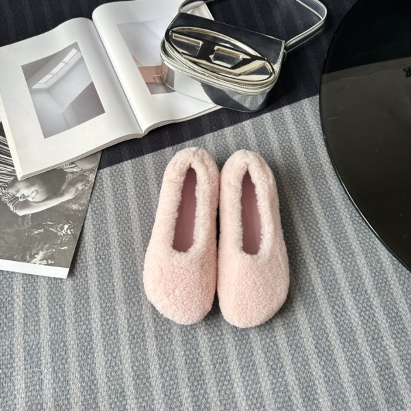 BOTTEGA VENETA Atomic shearling-trimmed ballet flats (image for) BOTTEGA VENETA Atomic shearling-trimmed ballet flats