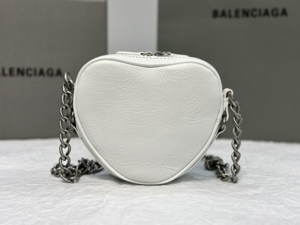 (image for) BALENCIAGA Le Cagole Heart mini metallic crinkled-leather shoulder bag
