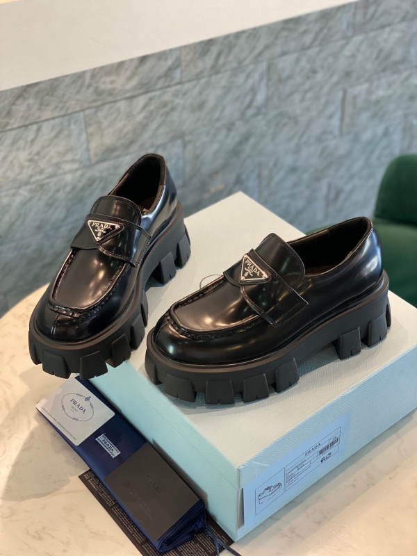 PRADA Brushed leather Monolith loafers (image for) PRADA Brushed leather Monolith loafers