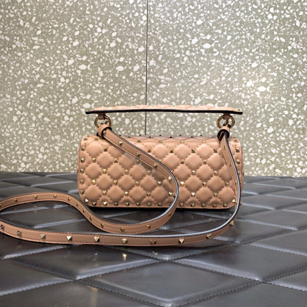 (image for) VALENTINO ROCKSTUD SPIKE SHOULDER BAG IN CRACKLE-EFFECT METALLIC