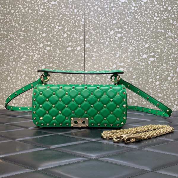 (image for) VALENTINO ROCKSTUD SPIKE SHOULDER BAG IN CRACKLE-EFFECT METALLIC