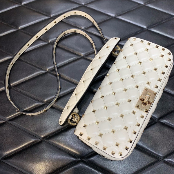 (image for) VALENTINO ROCKSTUD SPIKE SHOULDER BAG IN CRACKLE-EFFECT METALLIC