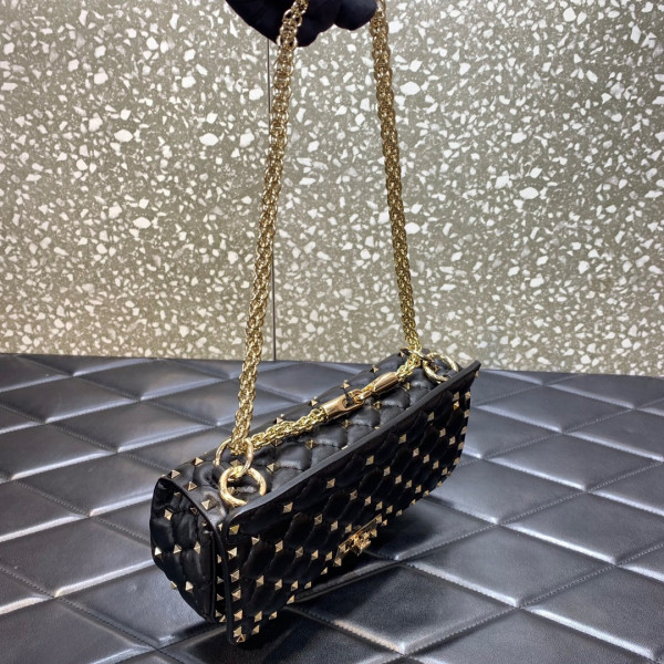 (image for) VALENTINO ROCKSTUD SPIKE SHOULDER BAG IN CRACKLE-EFFECT METALLIC