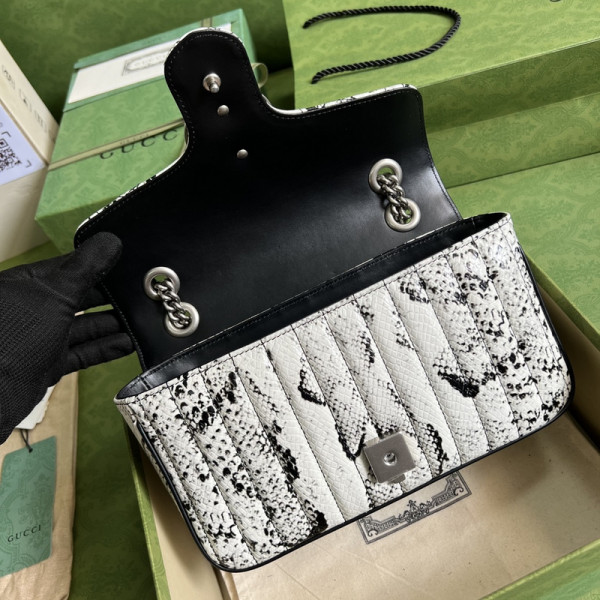 Gucci GG Marmont small python shoulder bag [443497-41] CELINE CHANEL ACCESSORIES LOEWE SHOES LOUIS VUITTON DIRO YSL OTHER BRAND HANDBAGS BALENCIAGA BOTTEGA VENETA GOYARD HERMES BURBERRY VALENTINO GUCCI FENDI MIUMIU CHLOE PRADA BVLGARI SUITCASE NEW ARRIVAL 
