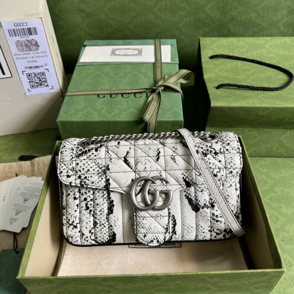 Gucci GG Marmont small python shoulder bag [443497-41] CELINE CHANEL ACCESSORIES LOEWE SHOES LOUIS VUITTON DIRO YSL OTHER BRAND HANDBAGS BALENCIAGA BOTTEGA VENETA GOYARD HERMES BURBERRY VALENTINO GUCCI FENDI MIUMIU CHLOE PRADA BVLGARI SUITCASE NEW ARRIVAL 