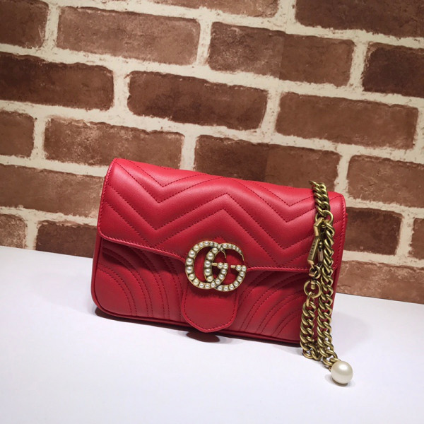 (image for) GUCCI GG Marmont Pearl Chain Belt Bag