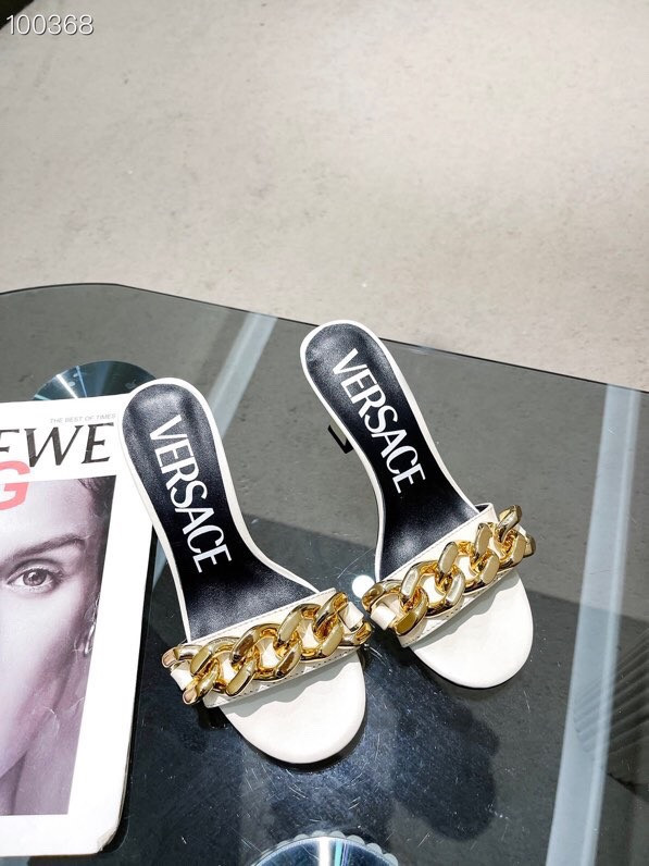 VERSACE CHAIN MID-HEEL LEATHER MULES (image for) VERSACE CHAIN MID-HEEL LEATHER MULES